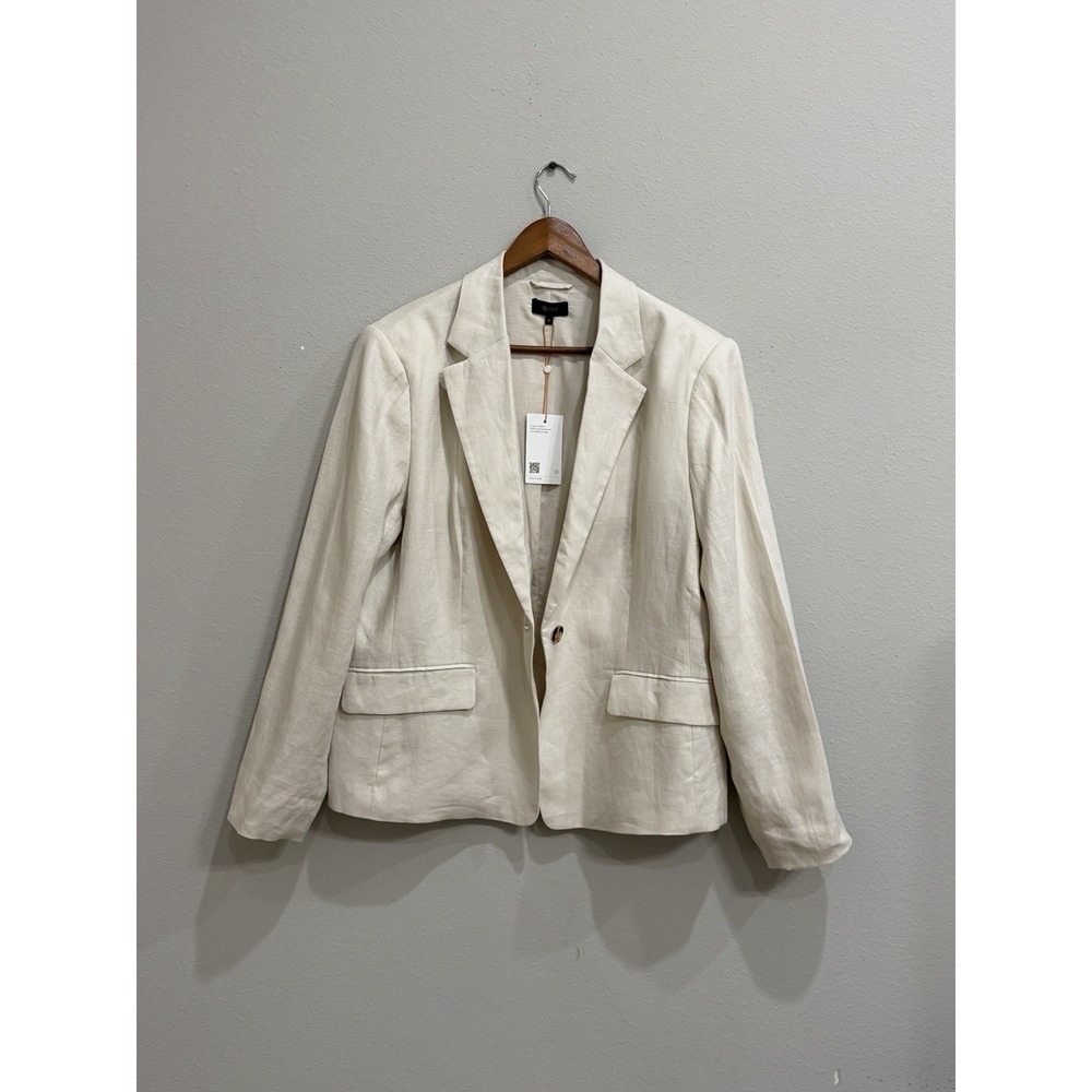 New Quince 100% European Linen Structured Blazer Size XL in Sand